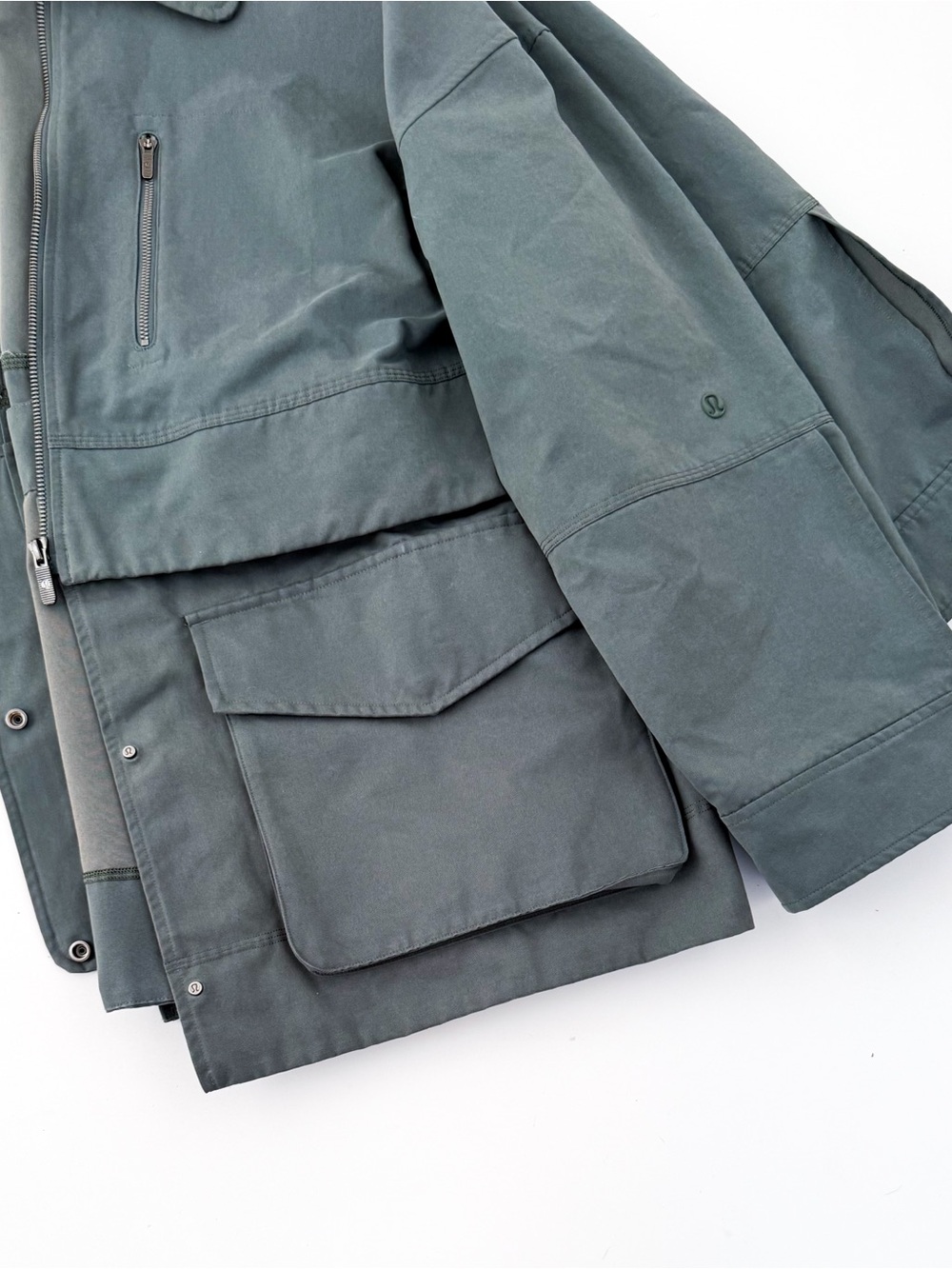 NEW Lululemon Men's Green-Gray Zip-Front Utility Field Jacket XL Detachable - Picture 14 of 15